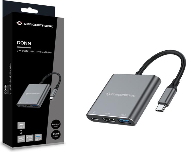 Conceptronic USB Typ-C zu (HDMI, USB-C, USB-A, 25 cm)