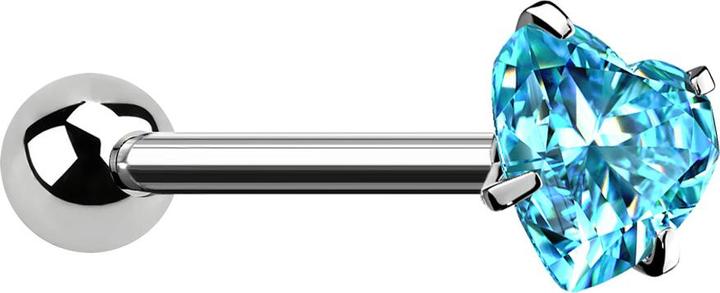 Produktbild Star Piercing Barbell silber mit Kugel und Kristallherz aqua gefasst (ohne Messing, Chirurgenstahl 316L)
