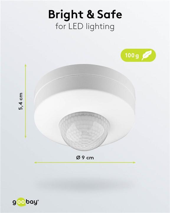 Immagine prodotto Goobay Rivelatore di movimento PIR a soffitto, a parete (12 m)