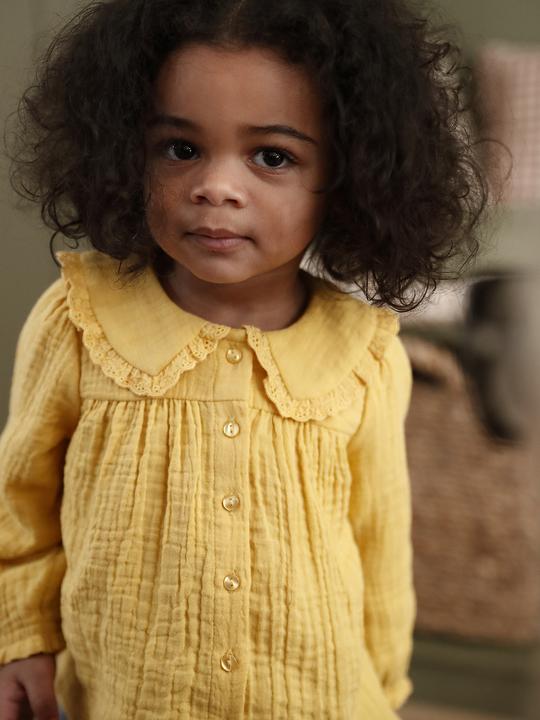 Image du produit Vertbaudet Baby Bluse mit Bubikragen, Baumwollmusselin (62)