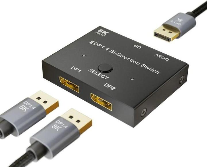 Produktbild Hermex Displayport Switch 2x1 Ports bidirektional 8K@30Hz DP-Umschalter