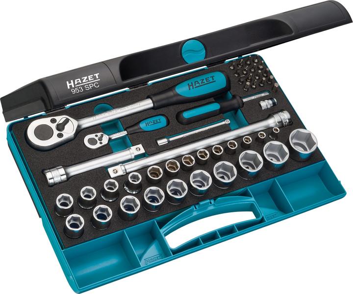 Actual product image HAZET Socket set 953SPC ∙ Square, hollow 6.3 mm (1/4 inch), Square, hollow 12.5 mm (1/2 inch) ∙ 0,5… (24 mm, 17 mm, 19 mm, 10 mm, 6 mm, 8 mm, 11 mm, 20 mm, 13 mm, 25 mm, 16 mm, 27 mm, 26 mm, 18 mm, 5 mm, 7 mm, 12 mm, 22 mm, 14 mm, 23 mm, 9 mm, 4 mm, 15 mm, 21 mm, 3 mm)