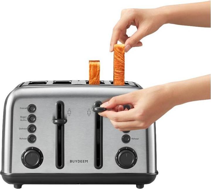 Actual product image Buydeem Toster 4 Slice Toaster, model DT640E, color Stainless Stell, EU (EU plug)