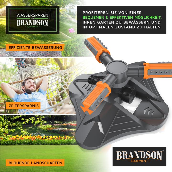 Immagine prodotto Brandson Irrigatore circolare, irrigatore per prato a 360°, 3 bracci, irrigatore da giardino, sistema di (Irrigatore circolare)