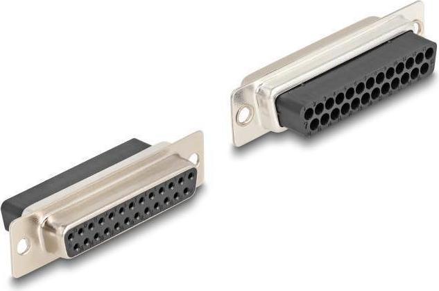 Actual product image Delock D-Sub 25 pin socket to RJ45 socket mounting kit yellow (0.06 m, VGA)