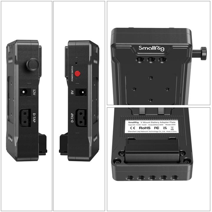 Actual product image SmallRig V Mount Battery Adapter Plate (Basic Version) with Extension Arm 3499B (Rechargeable battery)