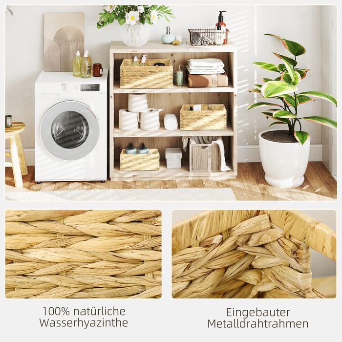 Produktbild Swisshandel24 3er-Set Aufbewahrungskorb, geflochtener Körbe aus Wasserhyazinthe Naturholz (3 x)