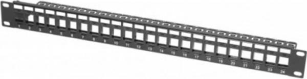 Dexlan Modulträger für 48 Keystone-Anschlussbuchsen, 48,30cm (19"), schwarz RAL 9005 Zum Aufbau eines Patch