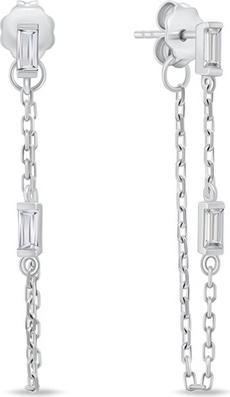 Brilio Silver - Charming silver chain earrings with zircons EA845W