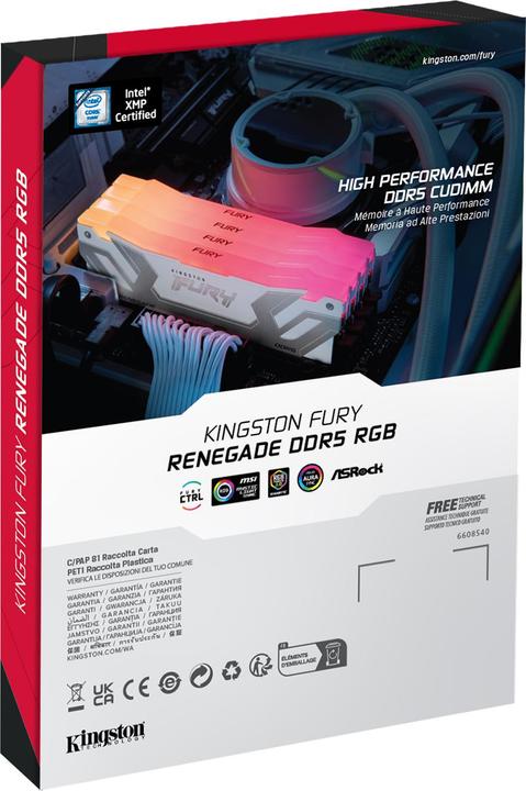 Produktbild Kingston Technology FURY Renegade RGB, 24 GB, 1 x 24 GB, DDR5, 288-pin DIMM (1 x 24GB, 8400 MHz, DDR5-RAM, DIMM)
