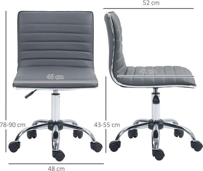 Actual product image Swisshandel24 Bürostuhl ohne Armlehnen, höhenverstellbar Drehstuhl mit Rollen, Dunkelgrau