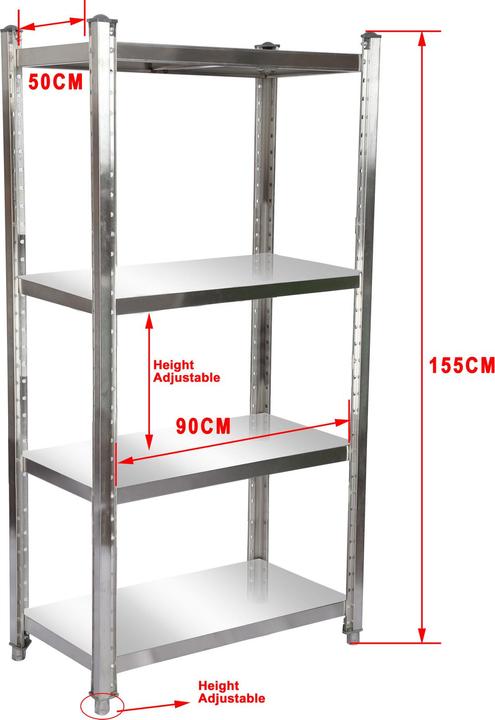 Immagine prodotto Wiltec Scaffale in acciaio inox 90x50x155 cm 4 ripiani Scaffale da cucina Catering Nel nostro magazzino
