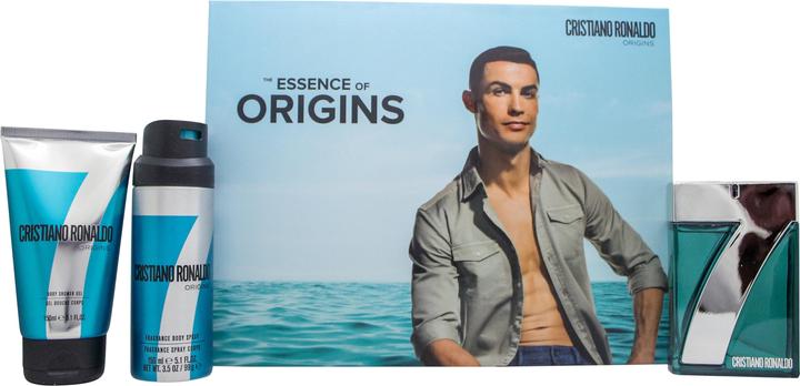CR7 Cristiano Ronaldo Origins Geschenkset 100ml EDT Spray + 150ml Duschgel + 150ml Körperspray