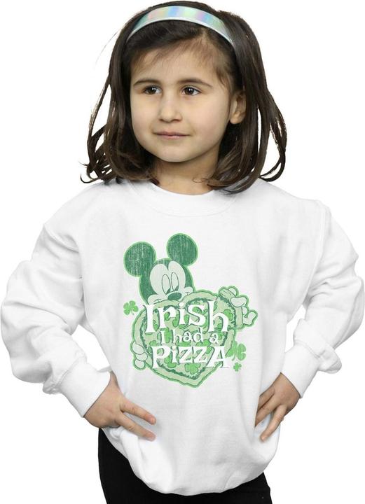 Actual product image Disney Girls Mickey Mouse Shamrock Pizza Sweatshirt (128)