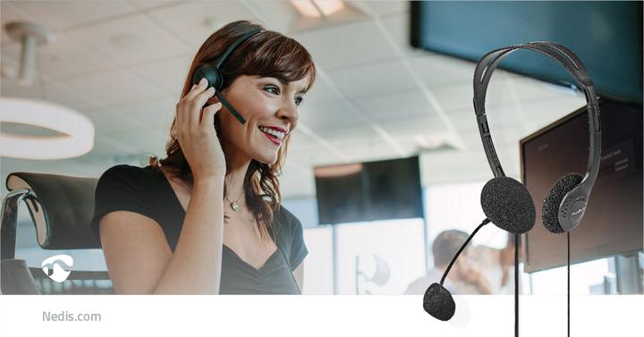 Produktbild Nedis Kopfhörer für PC, Headset, 2 Stecker, 3,5 mm, Schwarz