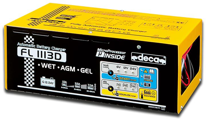 Deca Caricabatterie automatico con controllo elettronico della corrente di carica (6V, 12V, 24V, 11 A)