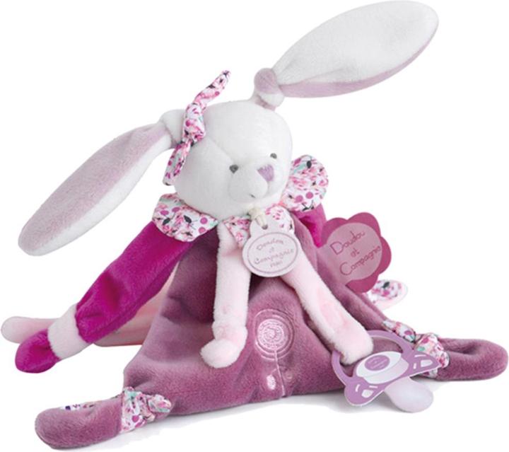 Actual product image Doudou et Compagnie Cherry bunny with pacifier holder (20.50 cm)