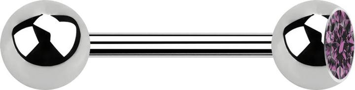 Image du produit Star Piercing Barbell argent avec boule et cristal boule violet clair (sans laiton, Acier chirurgical 316L)