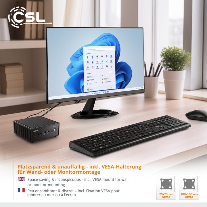 Immagine prodotto CSL Mini PC ASUS PN42 N200 / 1000 GB M.2 SSD / 16 GB RAM / Win 11 Home (Intel N200, 16 GB, 1000 GB, Grafica Intel UHD)