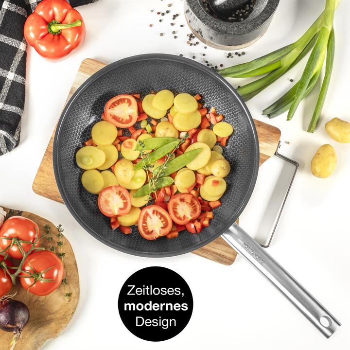 Image du produit Moritz & Moritz Poêle en acier inoxydable à structure alvéolaire 28cm avec revêtement céramique de dernière (Ensemble de casseroles et de poêles de cuisson, Acier inoxydable)