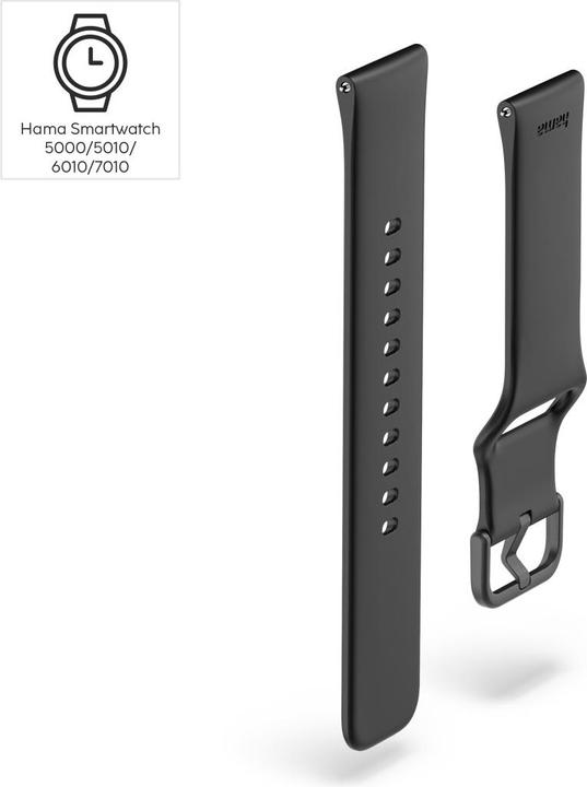 Image du produit Hama Armband zum Wechseln für Smartwatch 5000, Silikon, Schwarz (Silicone)