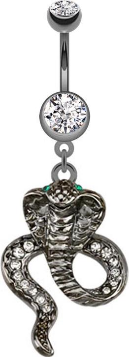 Star Piercing Banane schwarz mit Anhänger Cobra (Chirurgenstahl 316L, ohne Messing)