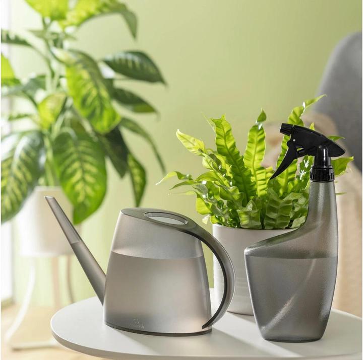 Actual product image Scheurich Lilly 16, plastic watering can/jug Colour: Clear Platinum, 31.06 cm wide, 7.706 cm thick (1.50 l)