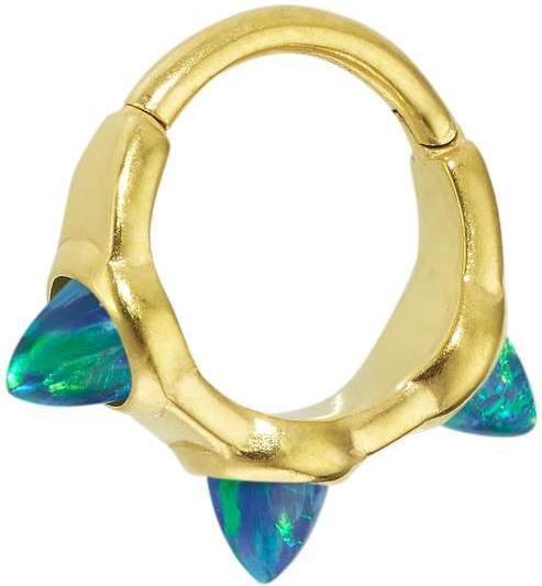 Bijouteria Ohrpiercing (Chirurgenstahl 316L, Synthetischer Opal, PVD Beschichtung (goldfarbig))