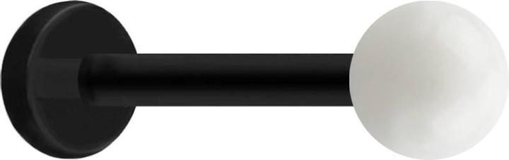 Star Piercing Micro Labret schwarz mit Kugel weiss (ohne Messing, Acryl)