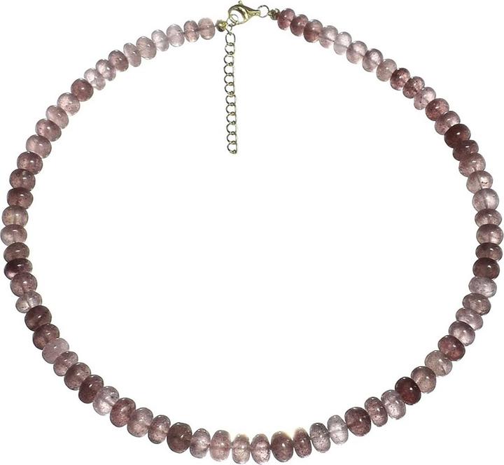 Image du produit Xen Strawberry Quartz - Collier 8-10 mm Rondelle 45 + 5 cm 925 argent doré (Argent sterling 925, 45 cm)