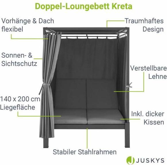 Actual product image Juskys Double lounge bed Crete