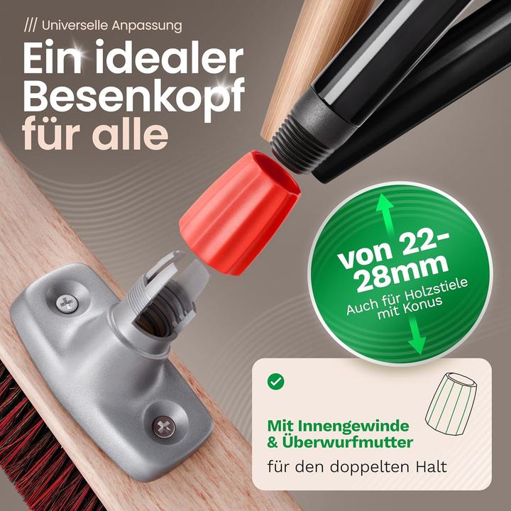 Produktbild Novaliv 2 x Besen mit Holzstiel 50 cm I Arenga-Elaston Kehrbesen Gartenbesen I Industriebesen Strassenbesen (2 Stk.)