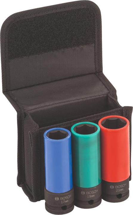 Image du produit Bosch Professional Zubehör Jeu de clés à douilles, 3 pièces, 17/19/21 mm (17 mm, 21 mm, 19 mm)