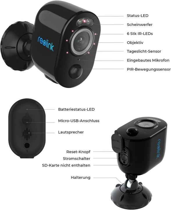 Image du produit Reolink Argus Series B330+Solar Panel+64GB SD Card-5MP (2560 x 1440 Pixels)