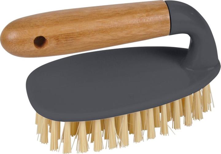 Natura Punto Brosse à récurer avec corps gris et manche en bambou, longueur 15 cm (1 pcs)