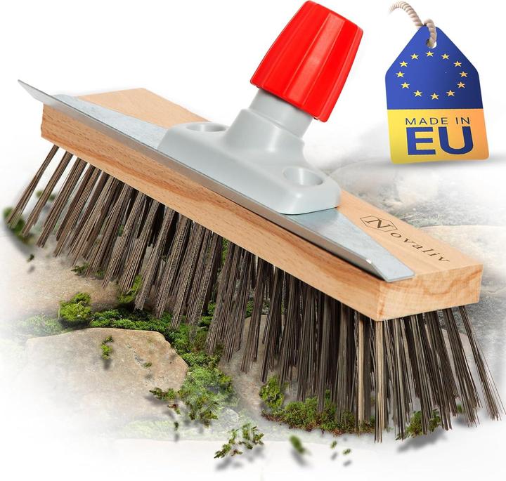Immagine prodotto Novaliv Robuster Drahtbesen Moos - Effiziente Moosentfernung, Drahtbürste, 6-Reihen Metallborsten, f (1 pz.)