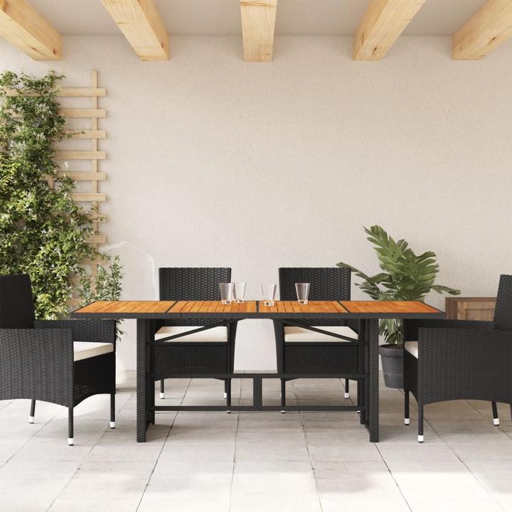 Immagine prodotto VidaXL Tavolo da giardino Tavolo da pranzo Tavolo da patio con piano in legno nero in poly rattan (80 cm)