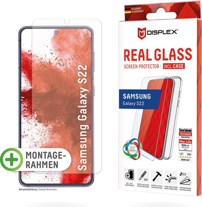 Produktbild Displex Real Glass, 2D Panzerglas + Handyhülle (1 Stück, Samsung Galaxy S22 5G)