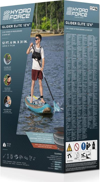 Actual product image Bestway Hydro Force Glider Elite 2-in-1 Inflatable Stand-Up Paddleboard & Kayak Set 3.81 m