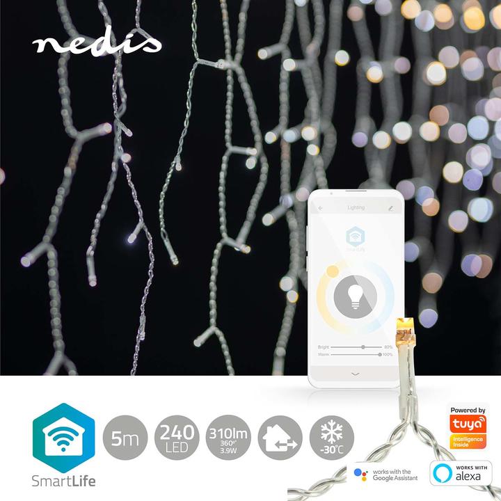 Actual product image Nedis SmartLife Decorative LED | Wi-Fi | Warm to Cool White | 240 LED's | 5.00 m | Android™ / IOS (0.21 m)