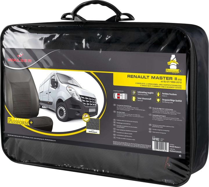 Actual product image Walser Premium Car Seat Cover for Renault Master II 1998-Today, 2 Single Seat Covers Front