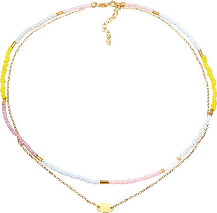 Elli Choker, Layer, Multi-Color, Plättchen (925 Sterling Silber vergoldet, No Stein, Glas, Plastik, 36 cm)
