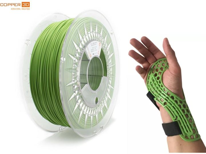 Actual product image Copper 3D COPPER3D Filament PLA PLACTIVE AN1 antibacterial green 0.75kg 2.85mm (PLA, 2.85 mm, 750 g, Green)