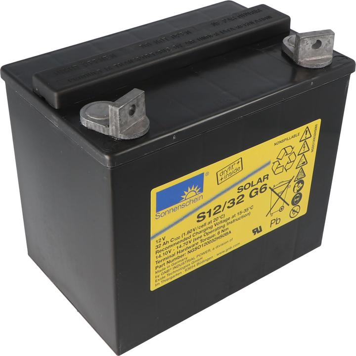 Image du produit Tadiran Sonnenschein S12/32 G6 Batterie solaire au plomb 12Volt 32Ah, raccord à vis M6 (12 V, 32 Ah)