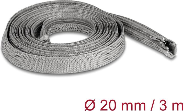Immagine prodotto Delock Tubo intrecciato con cerniera resistente al calore 3 m x 20 mm grigio (Tubo cavi, 300 cm)
