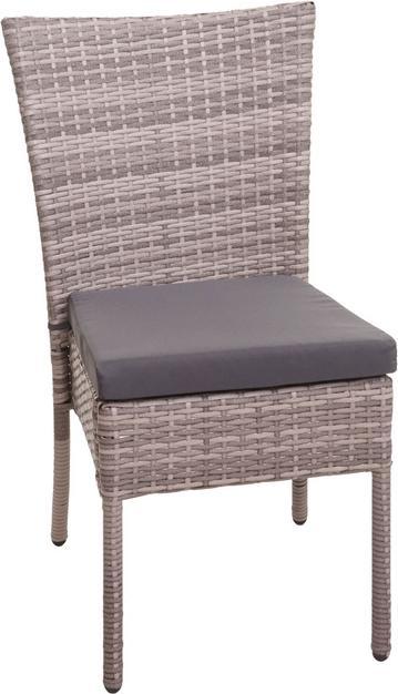 Image du produit Swisshandel24 Poly-Rattan Garniture, Set de balcon/lounge, 4xchaise+table, 120x75cm - gris, coussin gris foncé (120 cm)