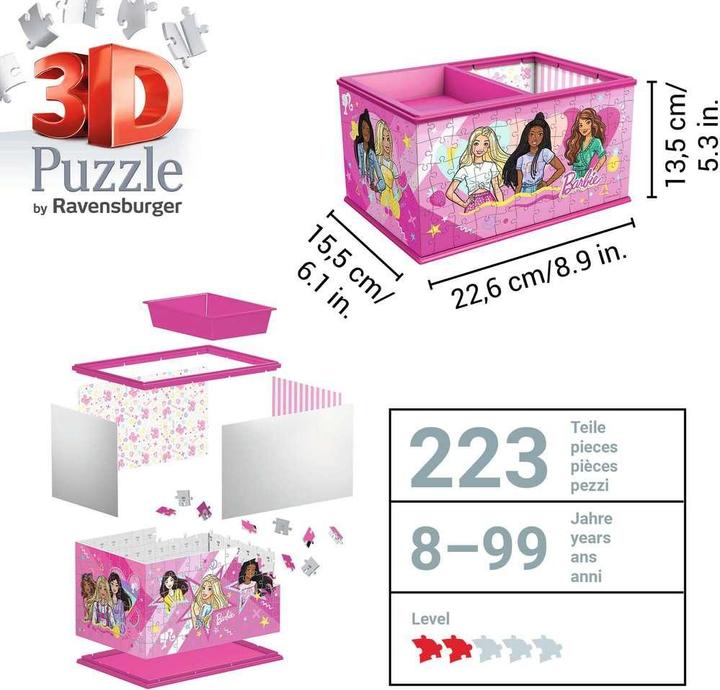 Actual product image Ravensburger 3D Puzzle 11584 - Storage Box Barbie - Practical organiser for Barbie fans - (216 pieces)