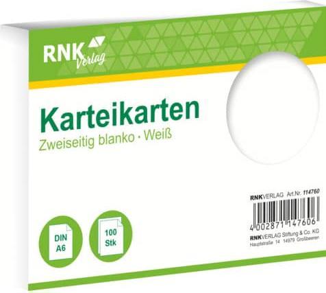 Actual product image Rnk Index cards blank A6 (A6, 205 g/m², 100 x)