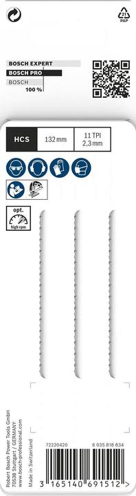 Immagine prodotto Bosch Professional Zubehör PRO Plastics PVC clean T302H Lama per seghetto alternativo, 132 mm, 3 pezzi.