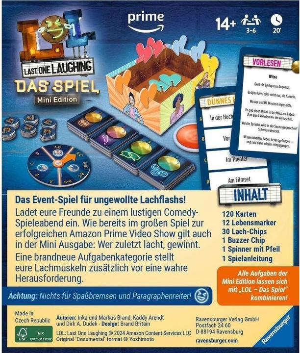 Produktbild Ravensburger 24592 - Last One Laughing Das Spiel: Mini Edition - Das Partyspiel zur beliebten (Deutsch)